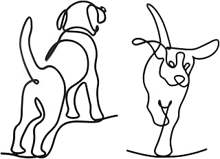 TYLCC Metal Dog Wall Decor Set of 2, Minimalist Abstract Black Dog Wall Art Line Drawing Art Modern Pet Wall Sculptures for Living Room Bedroom Decorations (Lovable A)
