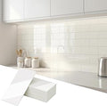 Yipscazo Peel and Stick backsplash 3 x 6 Inches 3D PVC Composite Wall Tile Stick on Backsplash Tile for Kitchen Bathroom, Laundry Room, Fireplace(Polished Cream White, 32 Pieces)