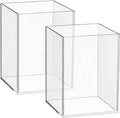 Mototo 2 Pieces Clear Acrylic Pen Holder & Pencil Cup Clear Makeup Bush Holder Acrylic Desktop Stationery Organizer for Office School Home Desk Accessories - 2 Pack, Square