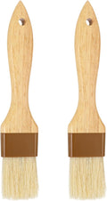 2PCS Basting Brush for Cooking, Boar Bristle Pastry Brush, Hardwood Handles Oil Brush for Barbecue Butter Grill Barbecue Sauce Baster Marinade Kitchen Food Cooking Brushes
