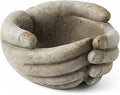 Distinctive Designs Cupped Hands Concrete Planter - Tabletop Flower & Succulent Pot - Indoor/Outdoor - Gray - 5.5"W x 5"L x 3"H