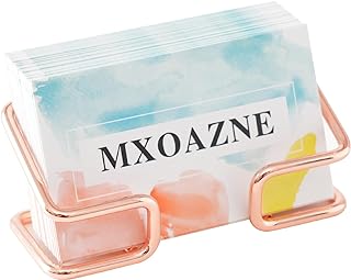 Business Card Holder for Desk, Cute Metal Desktop Business Card Display Stand Organizer for Women, 1 Pack, Rose Gold
