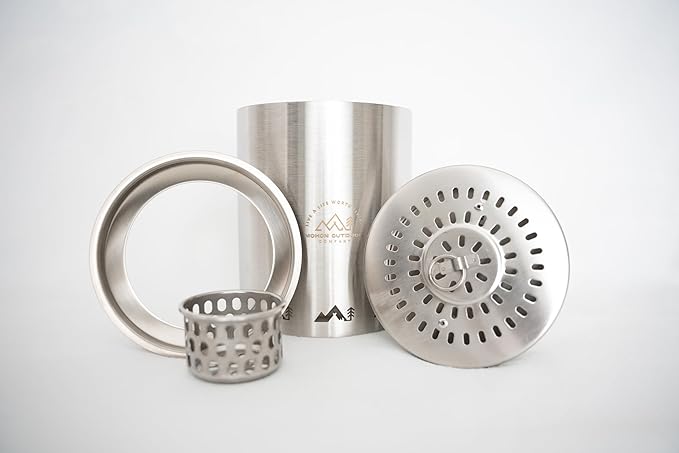 Small Smokeless Stove. Comes with collapsable feet, Removable ash Catcher, and Storage Bag. (Silver)