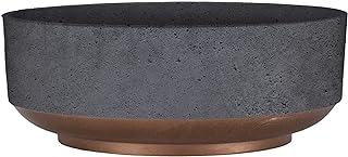 The HC Companies 8 Inch Round Plastic Succulent Capri Bowl 8"x8"x3" in Faux Concrete Color with Copper Band
