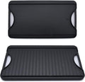 GasSaf Reversible Cast Iron Griddle, 18.5 x 10 Inch Double Sided Cooking Surface, Heavy-Duty Gas Grill Pan, Flat & Ribbed Griddle Pan for Double Burner Stovetop, Oven, Grill & Campfire