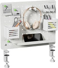 PEGZONE Clamp-on Desk Pegboard, Desk Organizer for Office Gaming Home, Magnetic Metal Peg Board with 10 Accessories, Privacy Panel for Office, 16.5" x 12.6", Medium, White