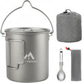 THTYBROS Titanium 750ml Pot with Titanium Spork, Ourdoor Solo Camping Mug, Hanging Cup Spork Kits