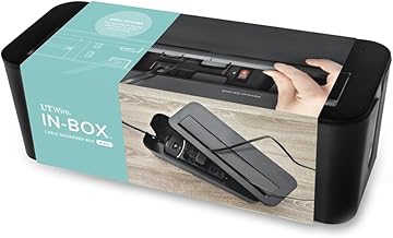 in-Box Extra Large Cable Organizing Management Box for Under Desk Surge Protector Concealer Black