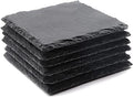 6 Pack Square Slate Drink Coasters, VIBRATITE 4 Inch Black Slate Stone Coasters Bulk Cup Coaster Laser Engraving Blanks with Anti-Scratch Bottom for Drink Coffee Bar Kitchen Home Decor