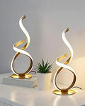 2 Pack Bedside Table Lamp, LED Spiral Desk Lamp, Touch Dimmable, 3 Color Temperature, Modern Nightstand Light for Night Stands, Unique Side Light for Bedroom, Living Room, Gold