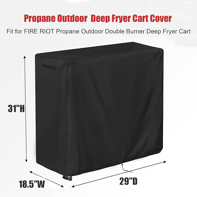 Outdoor Fryers Cover for FIRE RIOT Deep Fryer with Double Burner Propane Stove Outdoor, Portable Waterproof Turkey Fryer Cover - 29" D x 18.5" W x 31" H