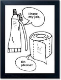 Black and White Bathroom Wall Decor Funny Bathroom Quote Wall Art Framed Cute Canvas Print Pictures Artwork for Wall