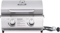Monument Grills Tabletop Propane Gas Grill for Outdoor Portable Camping Cooking with Travel Locks, Stainless Steel High Lid, and Built in Thermometer