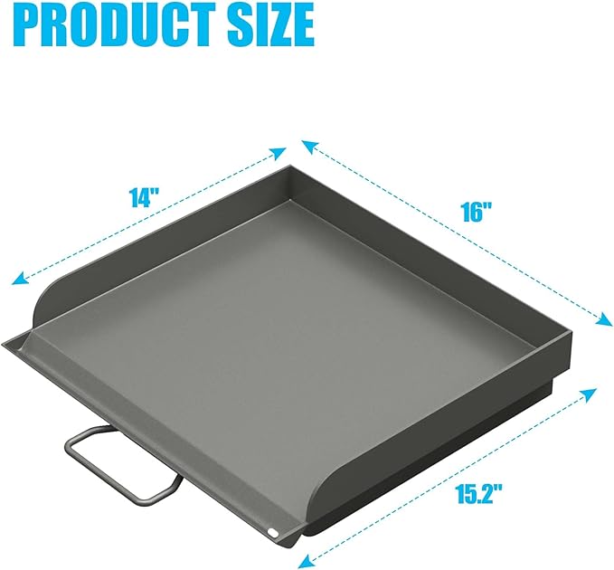 14'' x 16'' Professional Flat Top Steel Griddle with Carry Bag for Camp Chef Grill Pro 60x EX60B EX60P EX60PP EX60LW EX90LW EX280LW and Most of 1/2 Burners Camp Propane Stove Grill