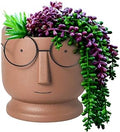 ace Planters Pots,5.12 inch Modern Unglazed Terracotta Pots Ceramic Human Face Vase Succulent Head Planter Pot Face Flower Pot Containers with Drainage Hole for Indoor Plants Home Desk Dec(Terracotta)