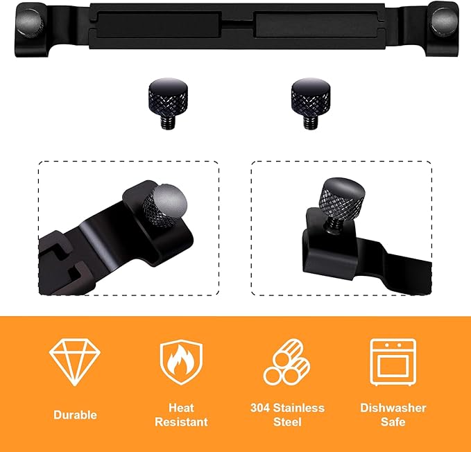 Griddle Spatula Holder, 6.5-10.2 Inch Adjustable Stainless Steel Grill Tool Hold Rack for Blackstone, Camp Chef, Royal Gourmet(2 Pack/Black)