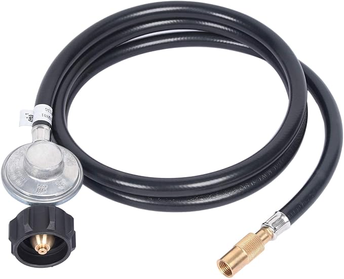 GasSaf 6 FT Propane Regulator Hose, Propane Adapter Hose with Regulator for Blackstone Griddle, Black-Stone Replacement Parts Suitable for 17”& 22” Tabletop Griddles