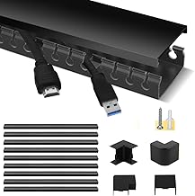 Cable Raceway Kit, Stageek Cable Management System Open Slot Wiring Raceway Duct with Cover, On-Wall Concealer Organizer for Cable Pass to Hide Wires Cords for TVs, Computers - 9x15.4inch, Black