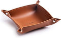 PU Leather Jewelry Valet Tray for Women and Men, Portable Entryway Table and Bedside Nightstand Desk Catchall Travel Dish Plate for Key, Wallet, Watch, Coin (Brown-B)