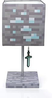 Minecraft Diamond Ore Block LED Lamp w/ 3D Diamond Sword Puller | 14-Inch Lamp