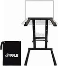 Pyle Portable Folding Laptop Stand - Foldable Laptop Stand with Adjustable Height, Secondary Accessory Tray for iPad, Tablet, DJ Mixer, Workstation, Gaming, Home Use and Carrying Bag Included