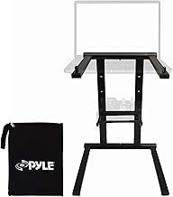 Pyle Portable Folding Laptop Stand - Foldable Laptop Stand with Adjustable Height, Secondary Accessory Tray for iPad, Tablet, DJ Mixer, Workstation, Gaming, Home Use and Carrying Bag Included
