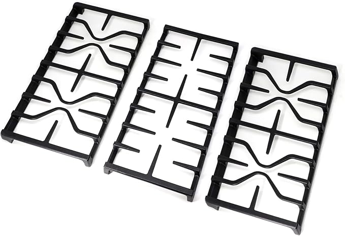 Criditpid WB31X27151 Side Grate & WB31X27150 Center Grate Kit Replacement Parts for GE Stoves, General Electric Gas Range Burner Grate for JGBS66REKSS JGB735SPSS JGBS86SPSS, 2+1 Pack.