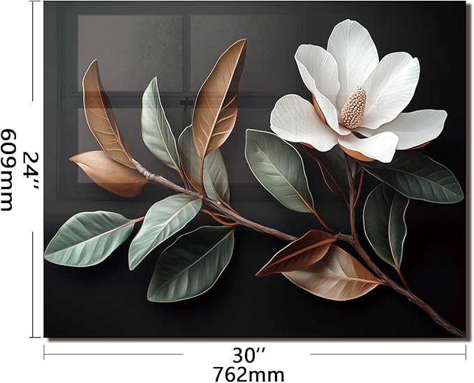 Evgosm Tempered Glass Backsplash for Kitchen，Flowers Stove Splashback, Glass Backsplash, Easy to Install and Clean, Used for Kitchen Wall Protection and Decoration. (30x24'')