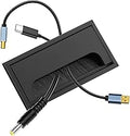 1Pcs 6.3x3.15in Desk Grommet Black Rectangle Aluminum Alloy Desk Cord Cable Hole Cover Box Cable Hole Cord Management Organizer for Home Office Bank Computer Table