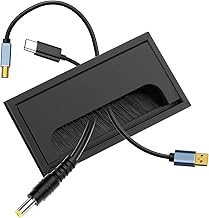 1Pcs 6.3x3.15in Desk Grommet Black Rectangle Aluminum Alloy Desk Cord Cable Hole Cover Box Cable Hole Cord Management Organizer for Home Office Bank Computer Table