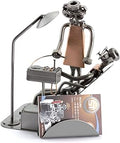 Steelman24 Dentist with Business Card Holder Sculpture Nuts and Bolts Handmade Made in Germany Metal Figurine