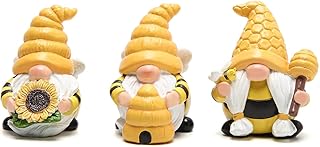 Hodao 3 PCS Bumble Bee Spring Gnome Figurines Decorations Honey Elf Ornaments World Bee Day Decor Gifts for Home, Porch, Yard, Flower Bed Outdoor Garden Decor Gifts for Women, Mom