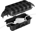 FLEMOON IP55 Outdoor Electrical Box Waterproof with Detachable Awning Covers, 8.3 x 4.1 x 3.7 inch Weatherproof Extension Cord Cover, Easy Installation for Outdoor Plug, Outlet, String Lights, Black
