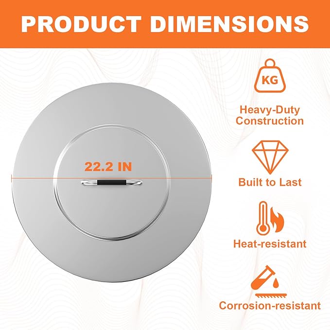 Fire Pit Lid for Ninja Fireside360 Outdoor Heater & Fire Pit, 22.2" Stainless Steel Fire Pits Round Lid with Handle for Ninja Fireside360, Outdoor Fire Pit Accessories
