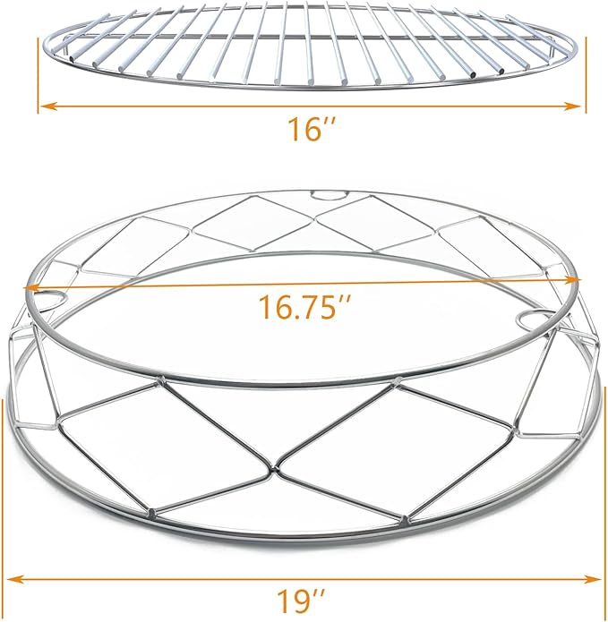 Stainless Steel Round Fire Pit Cooking Grates Accessory Kit for 19.5" Solo Stove Bonfire and Other Firepit, Grill Fire Pit Stand for Outdoor Camping BBQ Picnic Fireplace Tools