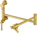 Brushed Gold Pot Filler, Lava Odoro Brass Pot Filler Faucet Two-Attachment Wall Mount Folding Kitchen Pot Filler Over Stove Pot Faucet Swing Arm, PF312-SG