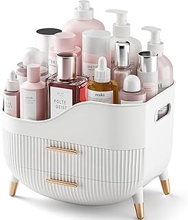 Pajiriona Makeup Organizer with Drawers,Skincare Organizer for Vanity,Storage Box with Handle,Large Cosmetic Display Case for Dresser, Bathroom Countertop