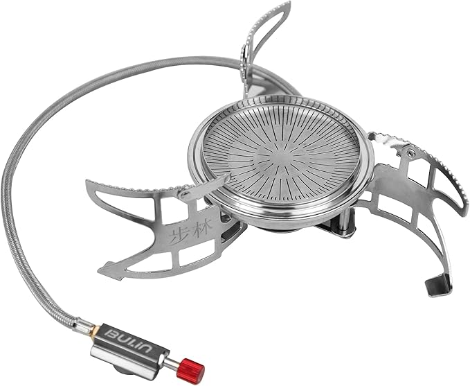 Bulin Camping Stove Backpacking Stove Portable Gas Stove with Piezo Ignition. 3800W Foldable Lightweight Cookware Outdoor Stove with Fuel Canister Adapter, Burner Kit for Camping Hiking Cooking