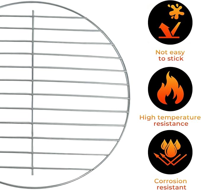 Stainless Steel Hinged Cooking Grate Charcoal Grate compatible with Cuisinart 14-inch Portable Barbecue Grill (A set)