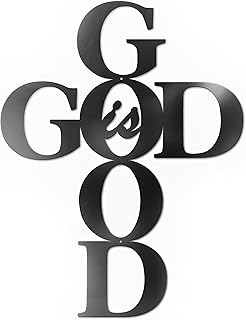 Vivegate God is Good Metal Signs Decor, Black Metal Cross God is Good Sign Wall Decor Religious Kitchen Decor Wall Crosses for Home Decor