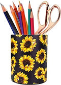 Sunflower Pen Holder, Pencil Holder Desk Organizer for Women Girls, Floral Makeup Brush Holder, Ideal Gift for Office, Classroom, Home(blackSunflower)