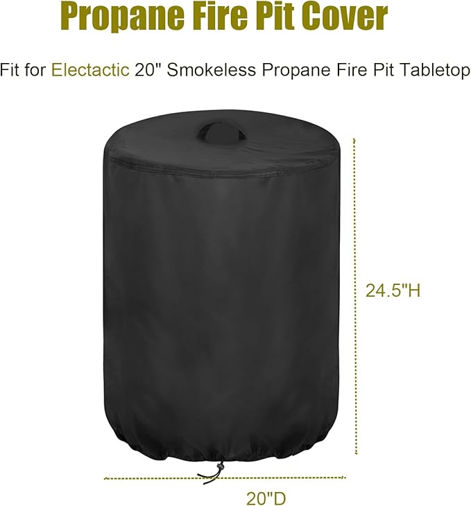 Fire Pit Table Cover for Electactic 20" Smokeless, Waterproof Portable Fire Pit Cover, Outdoor Fire Tables Fireplace Covers-20 D x 24.5" H