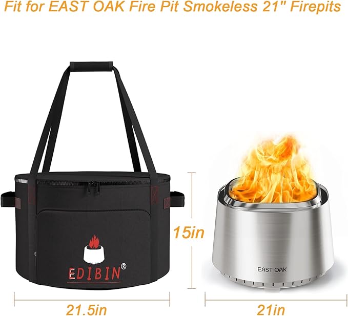 Smokeless Carry Bag Fit EAST OAK Fire Pit Smokeless 21" Firepits,Compatible with EAST OAK 21 inch Bonfire Fire Pit,600D Heavy Duty Fabric 21 inch Wood Burning Fireplaces Carry Bag