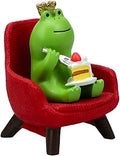 Refintural Miniature Frog Eating Cake Figurine - Funny Frog Sculpture for Shelf, Desk Decoration - Perfect Cute Frog Gift for Frog Lovers(Red Sofa)