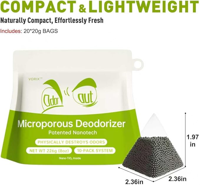 Activated Charcoal Odor Absorber 20 Pack (20 * 20g), Natural Air Purifying Bags, Refrigerator Deodorizer, Shoe & Closet Odor Eliminator, Reusable Non-Toxic Air Freshener for Home Car Basement
