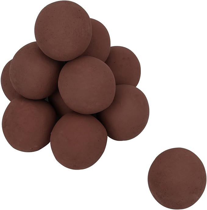 Skyflame Ceramic Balls, Set of 12 Round Fire Stones Set for Indoor and Outdoor Fire Pits or Fireplaces Accessory, 4 Inch, Brick Red