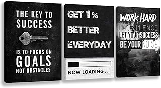Motivational Wall Decor Inspirational Wall Art Canvas Poster Success Goal Artwork Entrepreneur Quote Painting Office Wall Decor for Bedroom Living Room Home Decoration Framed 12inch x16inch x3pieces