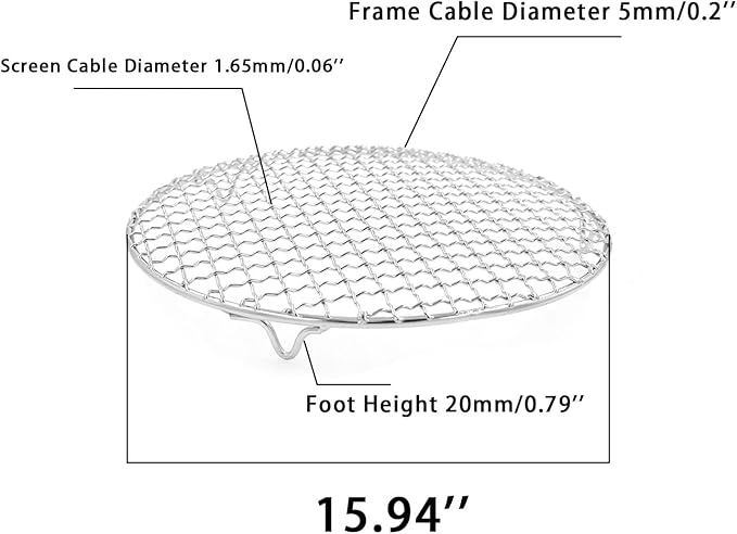 Barbecue Grill Net,BBQ Net for Grilling,Multi-Purpose SUS304 BBQ Grill Mesh, Round Barbecue Wire Rack,BBQ Grate/Steam Mesh for Outdoor Barbeque Camping Charbroil Backyards
