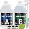 Epoxy Resin 1 Gal for Beginner & Crafter, Crystal Clear Epoxy Resin for Casting, Coating, Jewelry Making & DIY, Hard Type No Bubble Non-Yellowing Deep Pour Resin(0.5 Gal×2)