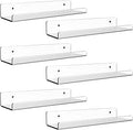 Dezzer Acrylic Floating Shelves, 6 Pack 15" Invisible Shelf Wall Ledge Bookshelf Bedroom Bathroom Kitchen Shelves Book Toys Funko Pop Figures Display Shelves, Clear